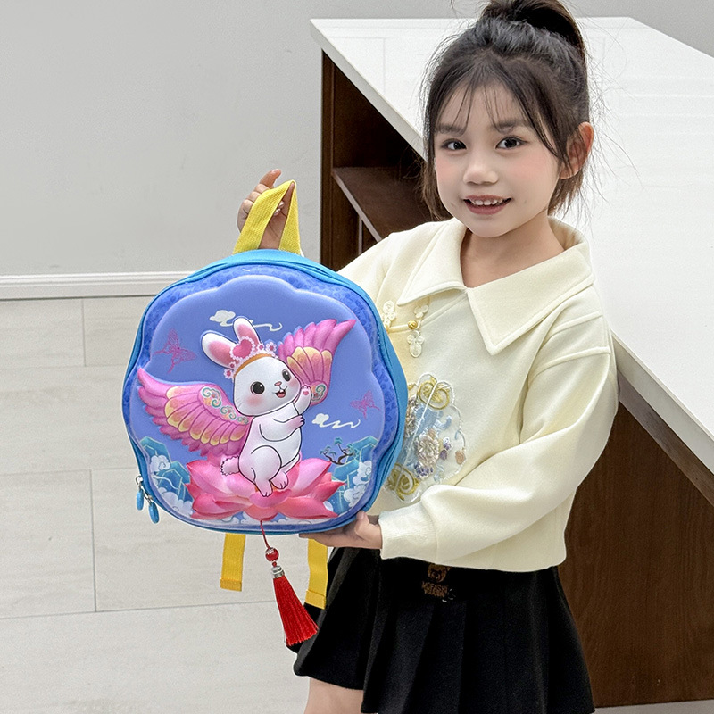Nueva moda estilo nacional conejo, mochila para niños y niñas, alas lindas, bolsas de cáscara de huevo para niños, jardín de infantes, mochila para bebés