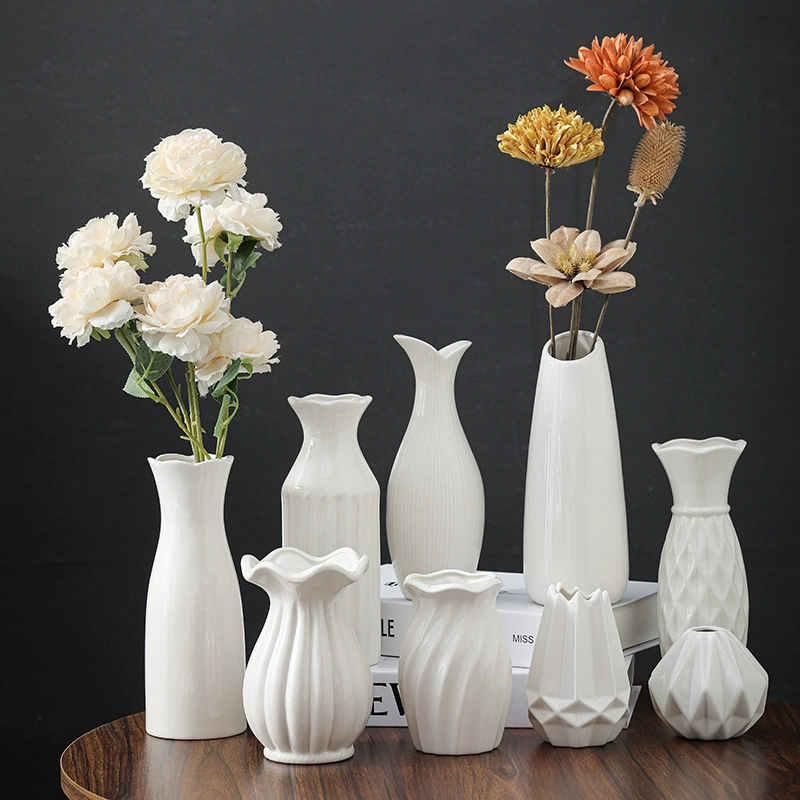 Яркая белая керамическая ваза Nordic Современная минималистская водная ваза для дома гостиная столовая цветочная композиция украшения украшения