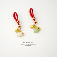 2023款高端汽车钥匙扣古法金玉兔男女平安锁扣宝马奔驰钥匙挂绳