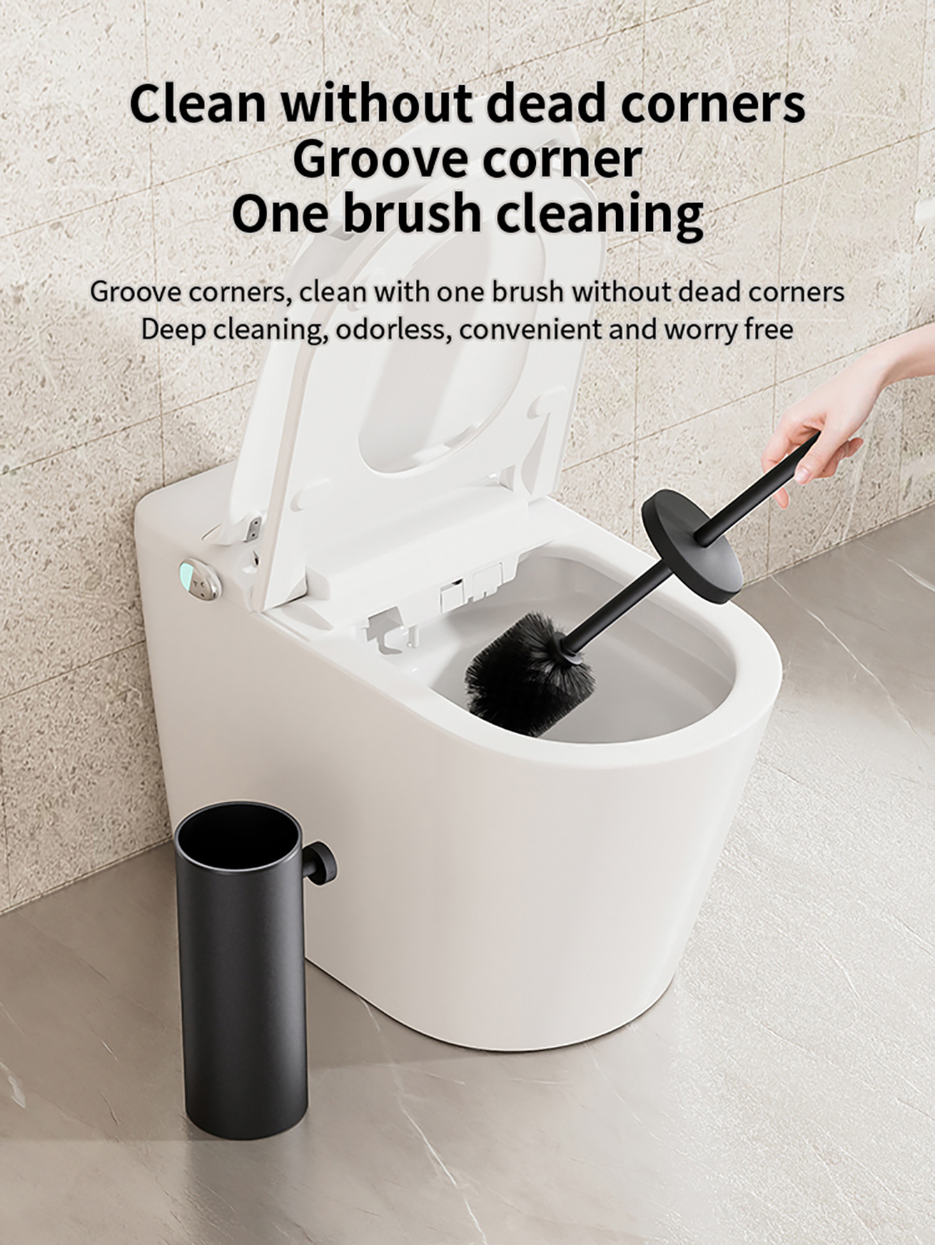 Toilet Base Home Use 360°Toilet Brush With Long Handle For Cleaning Without Dead Angles_voghion.com