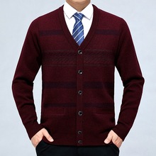 新款高档男式V领羊绒衫男士针织衫男装高端品牌开衫毛衣一件代发