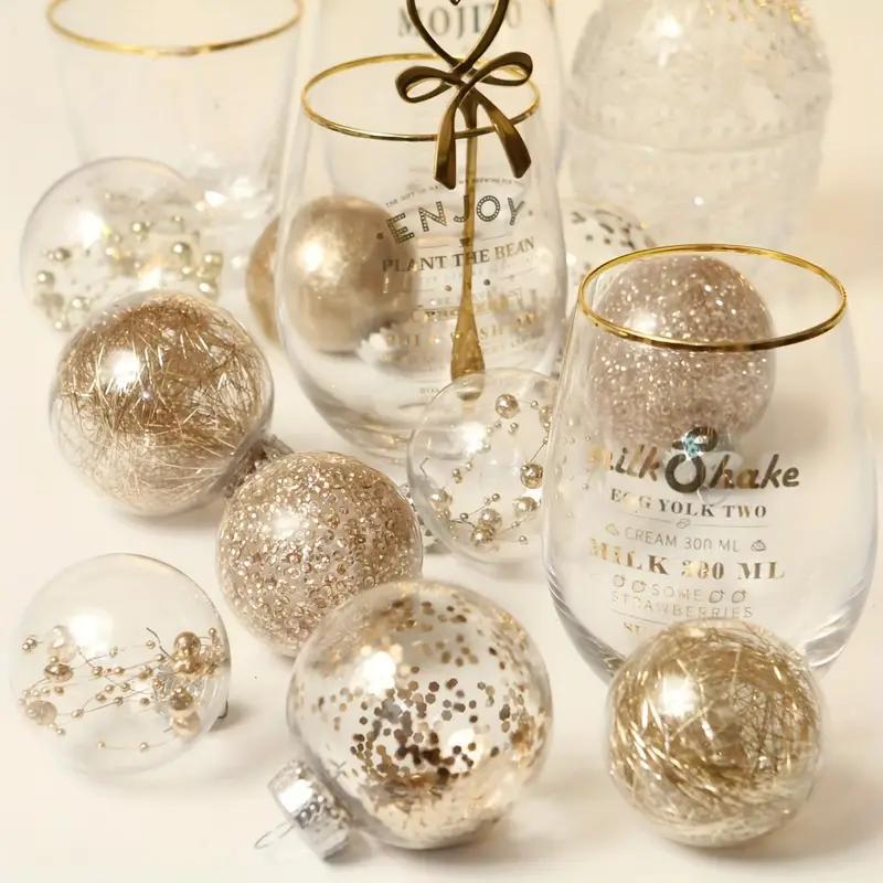 Caja de regalo PET transparente con bola decorativa de 6cm, colgante para árbol de Navidad o boda