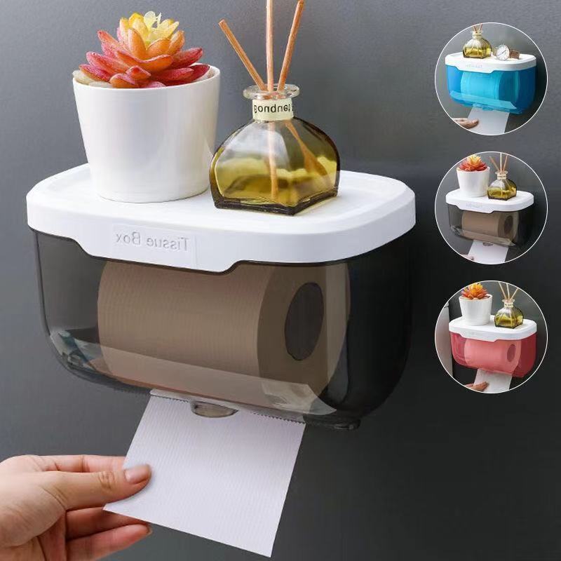 Free punch TOILET Tissue box Plastic bathroom toilet waterproof Toilet paper roll of paper Tissue box Shelf Tissue holder