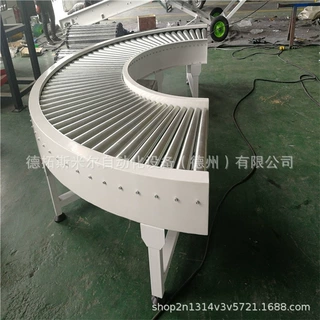 不锈钢转弯滚筒输送机 滚筒输送流水线 移动式食品包装输送机