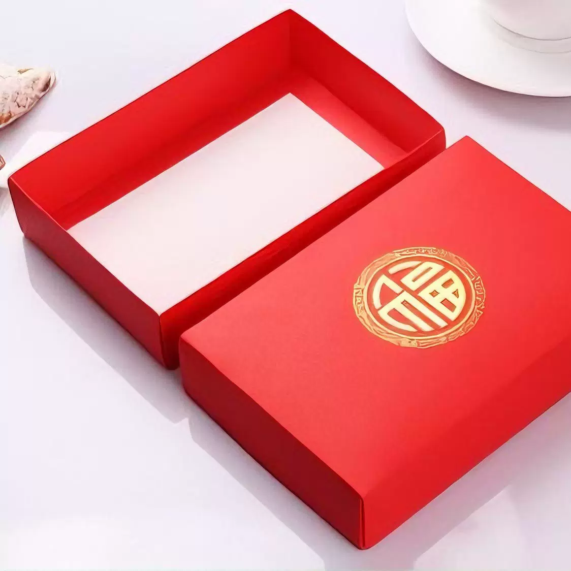 翻盖红色礼品包装印刷月饼天地盖礼盒抽屉式通用包装拉链撕拉条盒