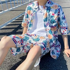 ハワイの花のシャツのビーチのスーツの男性の夏の薄い金の三亜の旅行のカップルの海辺のリゾート風の旅行は着ます。