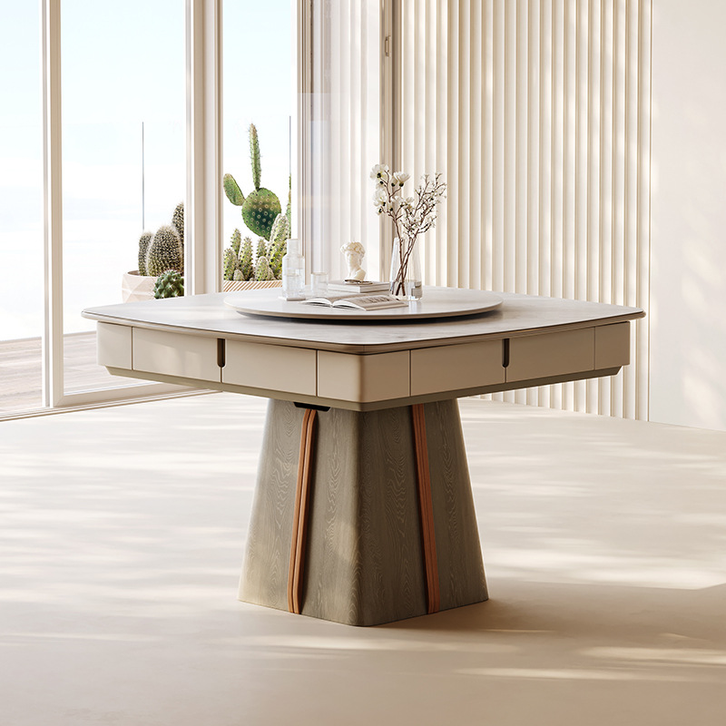 Mesa de comedor de madera maciza mesa de mahjong todo en uno de doble uso, mesa de ajedrez multifuncional para el hogar completamente automática, mesa de comedor combinada de sillas, mesa de comedor