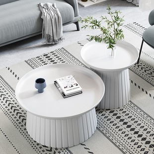 Nordic style INS small apartment coffee table creative mini balcony side table home living room round combination plastic coffee table