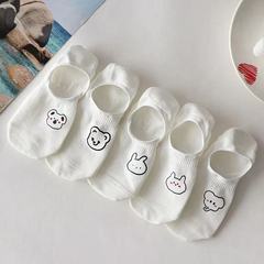 White women's summer thin breathable boat socks, shallow mouth invisible socks, anti-slip, non-slip, ins trendy cute short socks