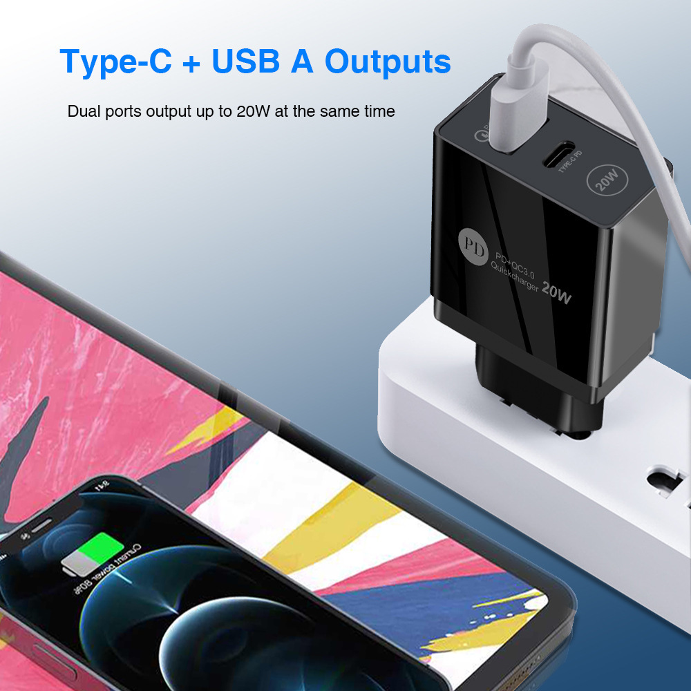 PD20W Handy-Ladegerät passend für Apple iPhone 12 Britischer Standard-Typ-C-Ladekopfadapter_voghion.com