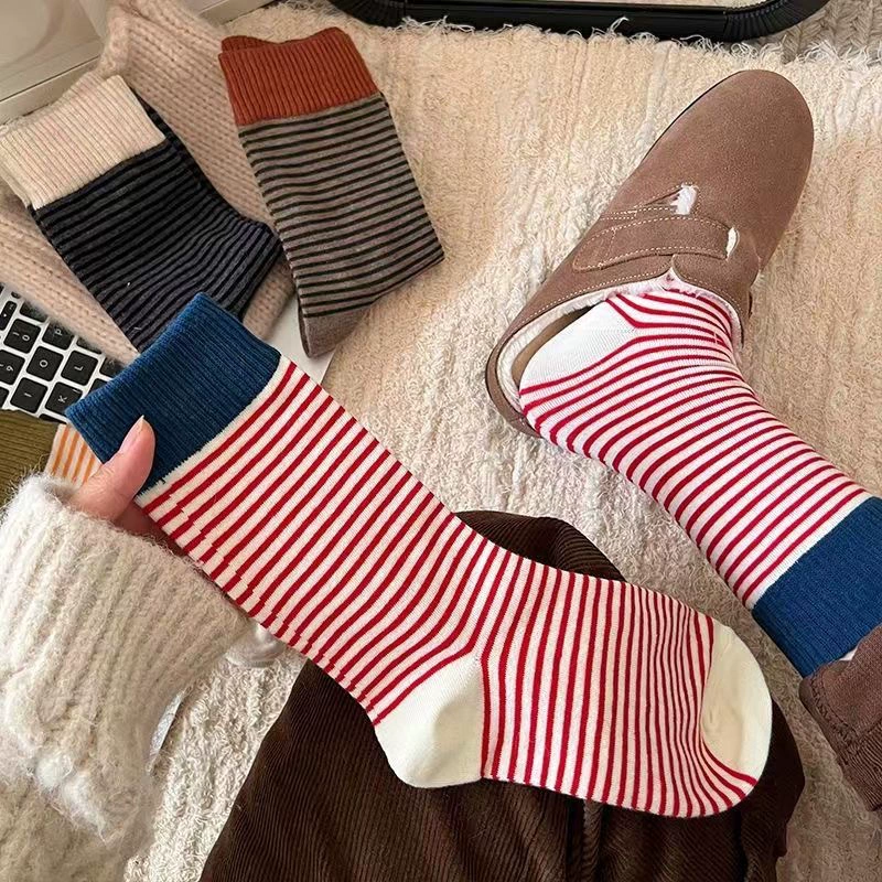 Tide, demi-season trend sports socks for leisure, mid-length, Korean style