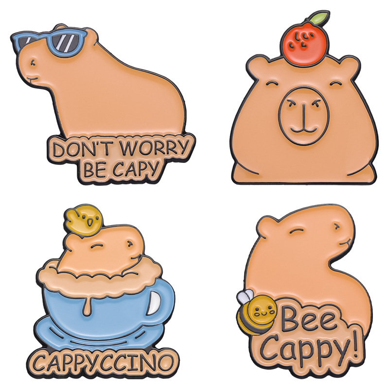 Cute Pin Capybara Alloy Stoving Varnish Unisex Brooches display picture 8