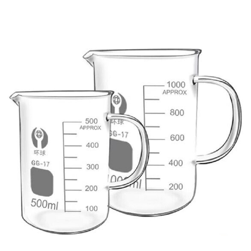带把手玻璃烧杯1000ml耐热带刻度加厚家用手柄玻璃量杯烘焙 环球