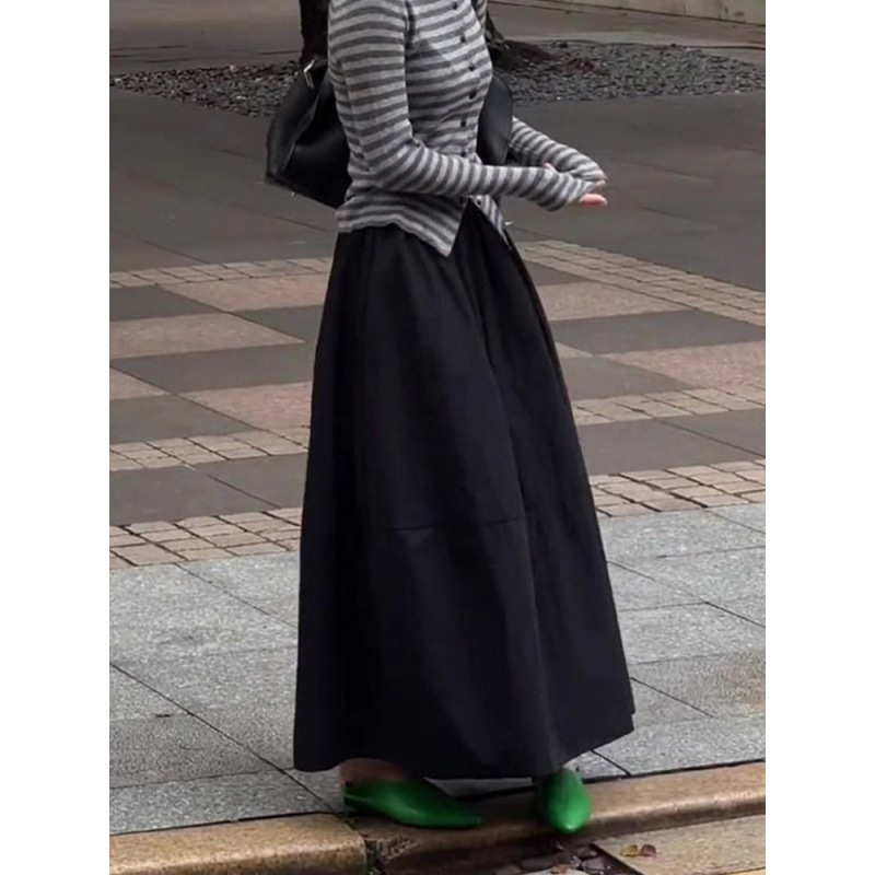 春夏の女性用ブラックフレンチフラワースカート、着痩せ＆体型カバー、大きいサイズ、ハイウエスト、ミドル丈、Aライン、妖精プリンセススカート|undefined