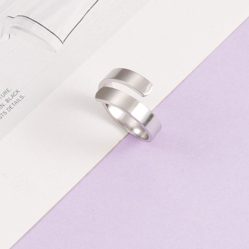 Foreign trade new product personalized fashion couple best friend gift ring mirror stainless steel cross opening hand jewelry ring