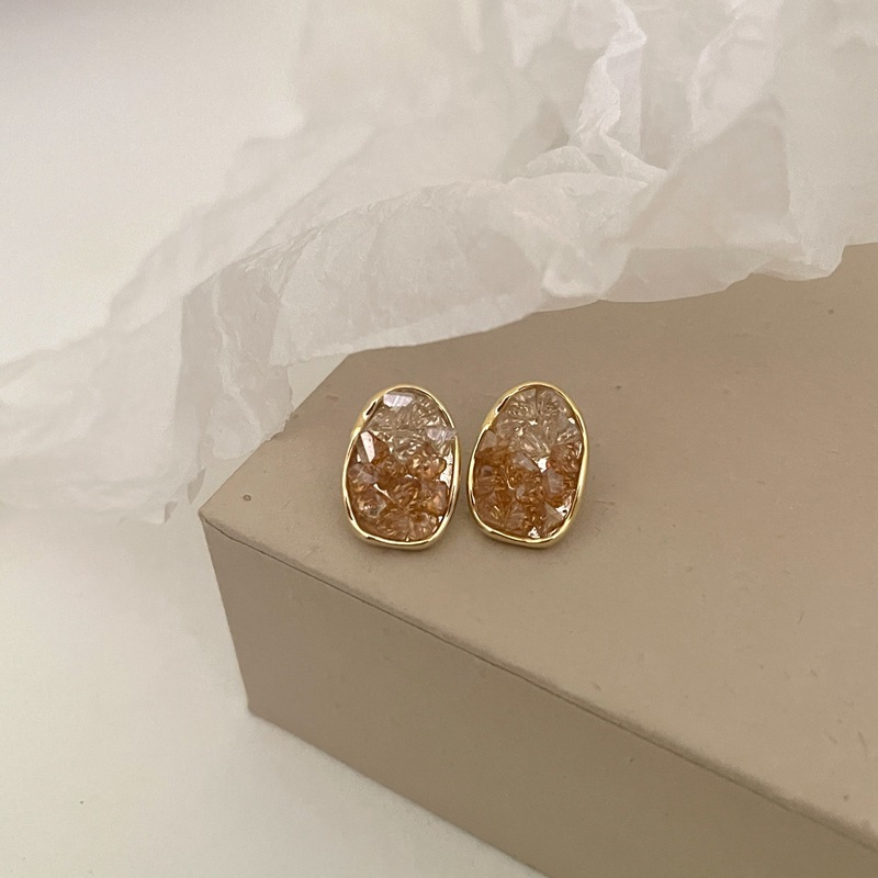 Unique Design Orange Sea Crystal 2023 New Trendy and High end Exquisite with Sterling Silver Style Earrings_voghion.com