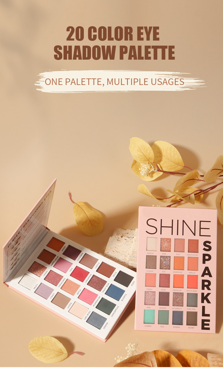 MISSYOUNG Cross-border 20-color eyeshadow palette, paper eyeshadow, pearlescent eye makeup, matte eyeshadow, Amazon details Picture