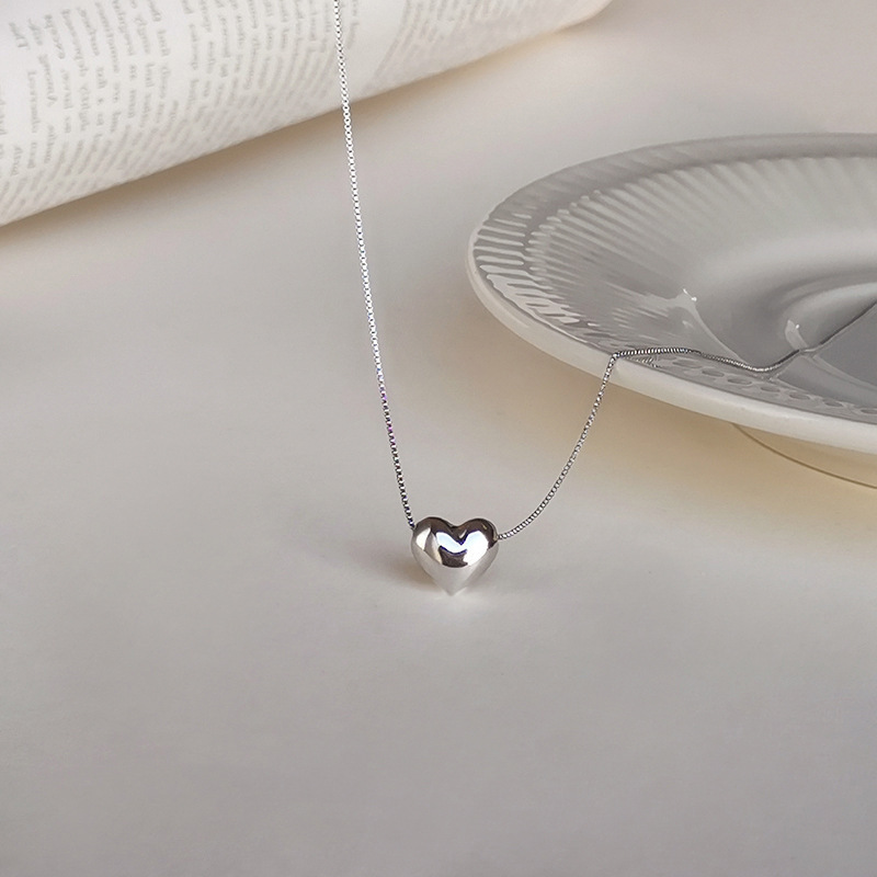 7g Weight 925 Sterling Silver Plating Heart Shape Pendant Necklace