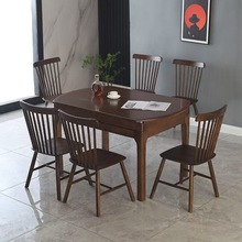 实木餐桌简约伸缩餐桌折叠家用小户型方圆两用饭桌餐桌椅组合圆桌