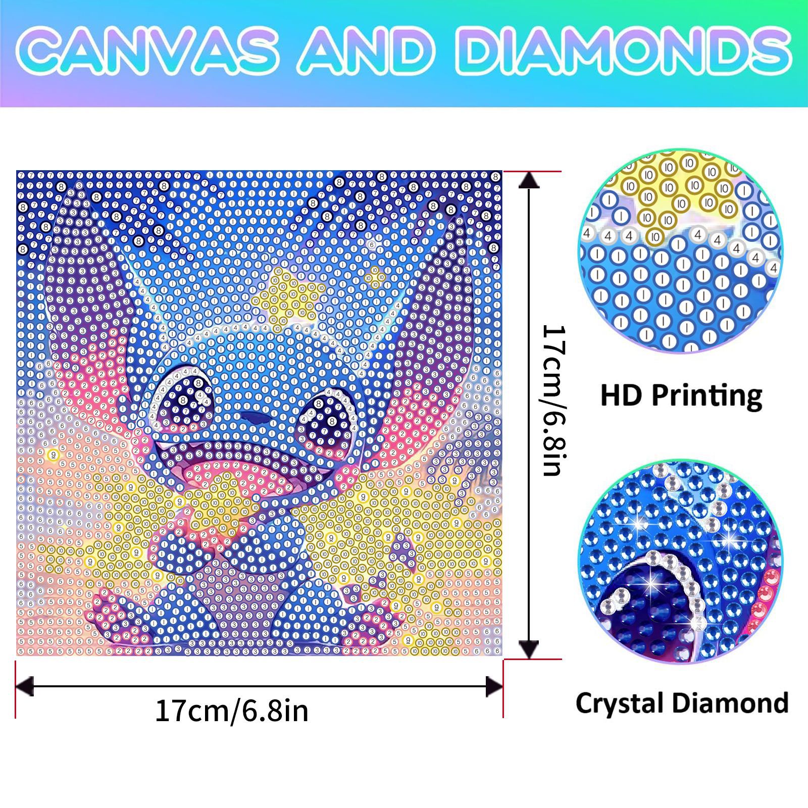 Star Baby Stitch con marco de pintura de diamantes juguetes educativos paquete de material de diamantes de cristal bricolaje pegatinas hechas a mano para niños