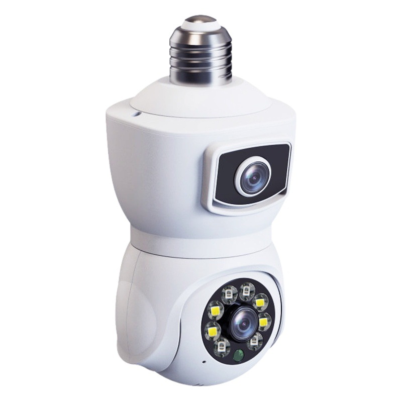 E9 bombilla Cámara WiFi pistola vinculación de doble lente hogar inteligente cámara de vigilancia a todo color E27 binocular