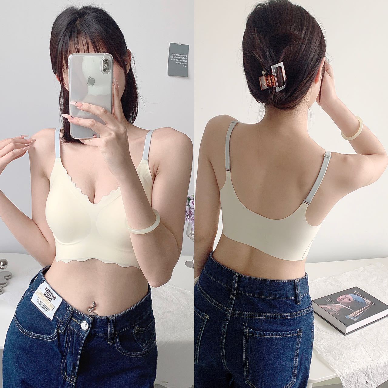 Alta calidad nueva correa fija de la Copa ropa interior sin costuras mujeres Sujetador push up inalámbrico belleza espalda transpirable chica sujetador