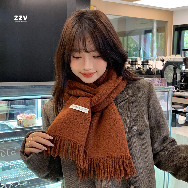 围巾女2025新款高级感保暖加厚柔软针织围脖冬季安可拉红学生百搭|undefined
