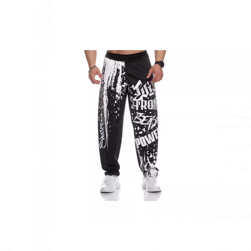 Men's Casual Pants Summer and Autumn Muscle Fitness Exercise Sports and Leisure Quick-Drying Loose Printed Foreign Trade Wholesale Trousers for Men