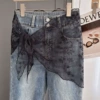 Large version of triangle lace flowers steeply out of black