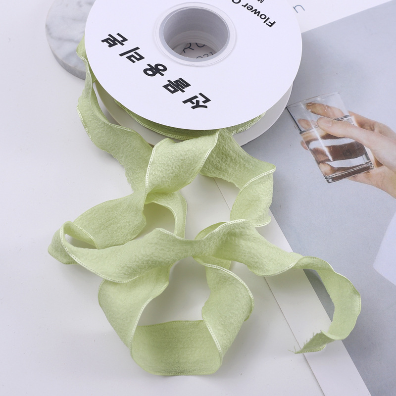 Nueva ola cinta plisada espina de pescado cinturón de hilo de oreja flor tienda de flores embalaje cinta pastel hornear cinturón de tela floral