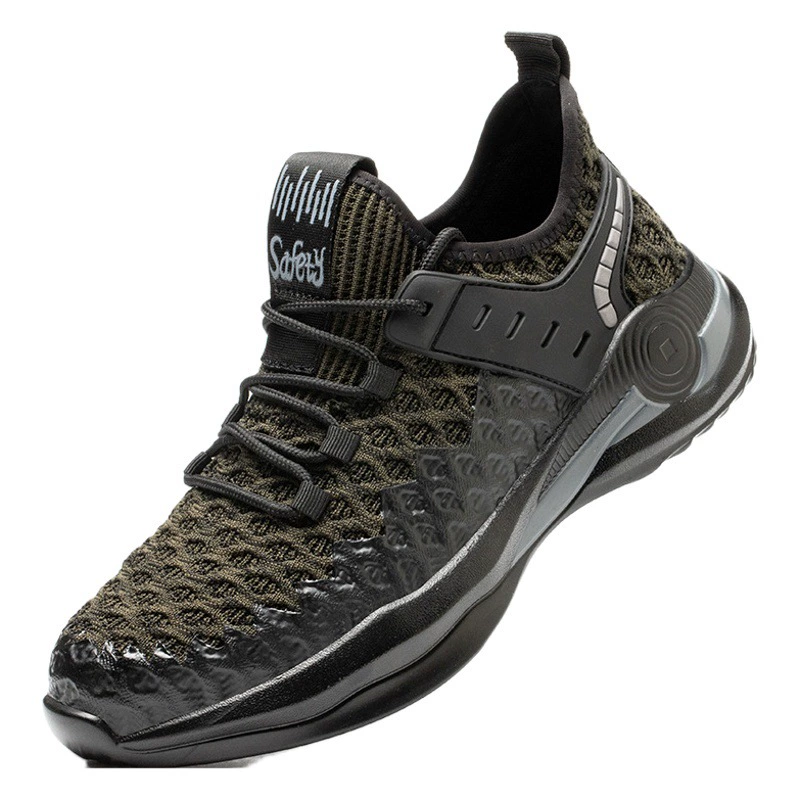 Новая обувь для охраны труда, мужская обувь с защитой от ударов и пирсинга, легкая резиновая и пластиковая подошва, дышащая защитная Рабочая обувь из мухи, Мужская защитная обувь