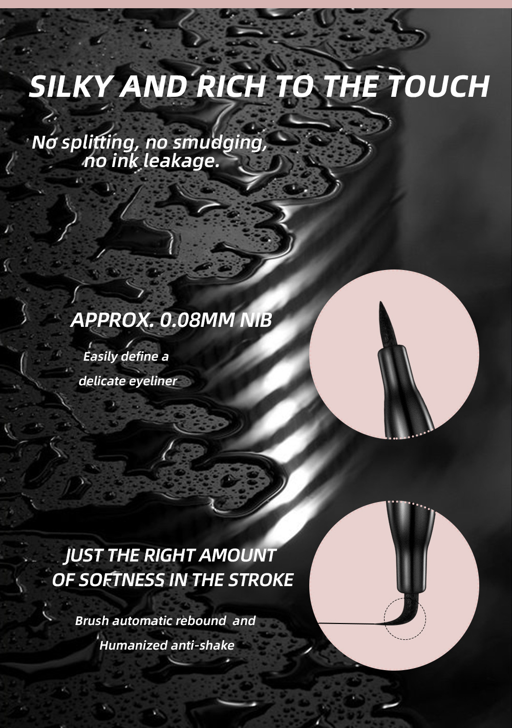 QIBEST eyeliner liquid pen is waterproof, sweat-proof, does not smudge, does not smudge makeup, and is a dark eyeliner pen that dries quickly for beginners Application Scenario