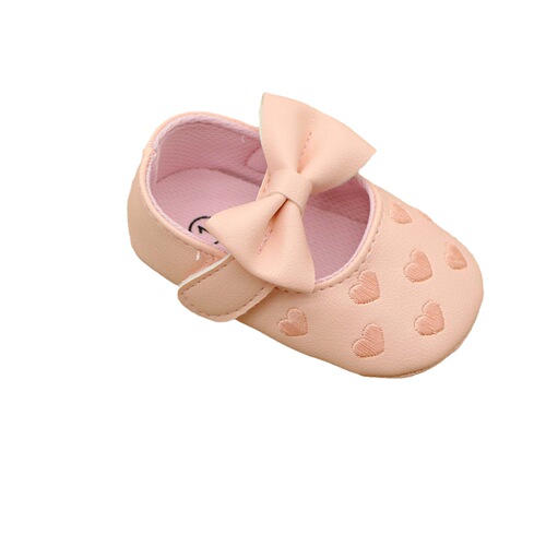 Bestselling baby walkers for spring and autumn, soft soles for girls, 0-1 year old children's shoes with bow princess style, magic sticker baby shoes
