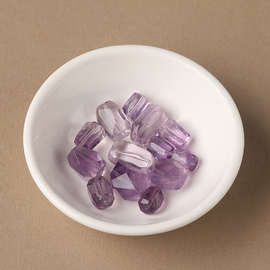 ✅7A天然乌拉圭黄紫水晶刻面散珠手串桶珠女士手链巴西薰衣草随形