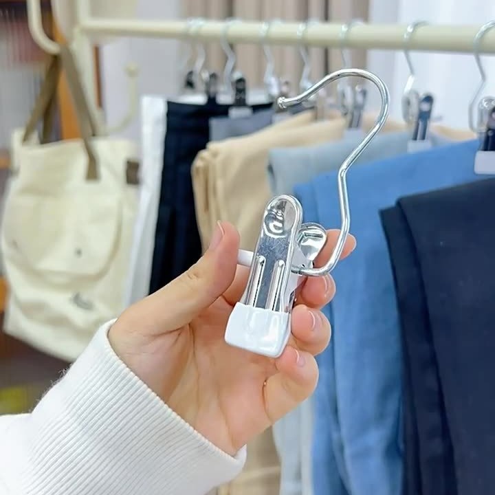 Clip de ropa de acero inoxidable con gancho de almacenamiento de sombrero sin costuras pantalones cortos clip de tela calcetines domésticos gancho de clip de secado