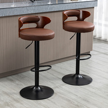 欧式实木升降吧台椅靠背轻奢酒吧高脚椅吧凳旋转家用简约高脚凳子