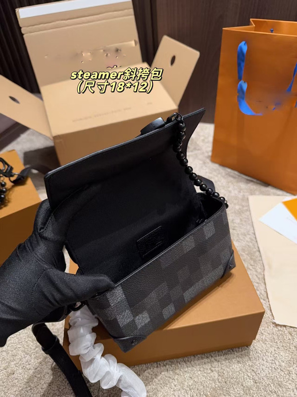 2025新款男士斜挎包链条包印花小方包单肩包翻盖包欧美经典信使包|undefined