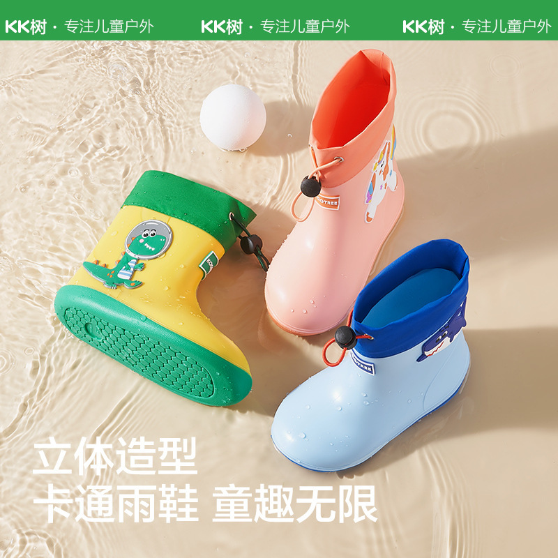 Kk Tree Kidsren's Rain Boots Rain Boots Baby Boys and Girls Water Shoes Kidsren's Waterproof Kidsren's Non-Slip Lightweight Summer Cute