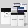 Men's small edge gradient large white box with four strips (black + white + light gray + dark blue)