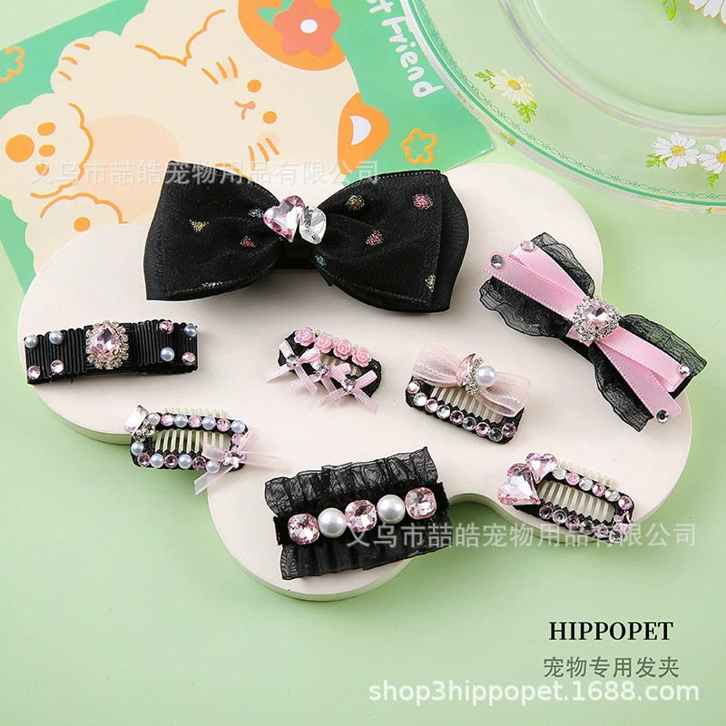 Оригинальные аксессуары для зачесывания шерсти животных Zhehao: черные и розовые, модные, нескользящие, не спадающие, милые, для кошек и собак, необходимые средства для ухода за питомцами.