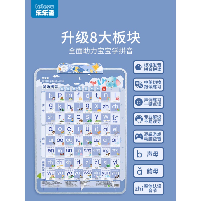 拼音拼讀訓練字母表牆貼兒童早教有聲掛圖聲母韻母學習神器全表