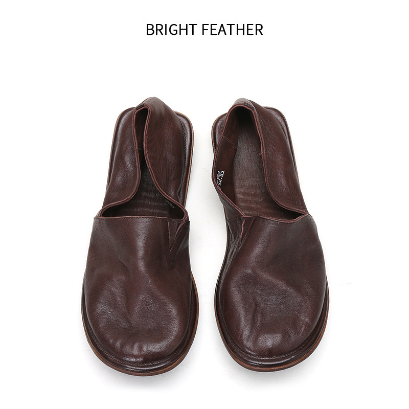 Italian Handmade Horsehide Fisherman's Shoes for Men, Soft Leather Comfortable Slip-On Shoes, Genuine Leather Breathable Summer Lightweight Sailing Shoes Italian Handmade Horsehide Fisherman's Shoes for Men, Soft Leather Comfortable Slip-On Shoes, Genuine Leather Breathable Summer Lightweight Sailing Shoes