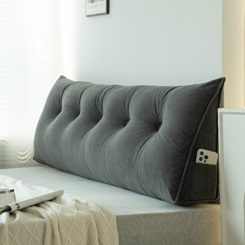 Coussin de tête de lit en velours côtelé-noir chevalier / Long 60 * Hauteur 40 * épaisseur 15cm