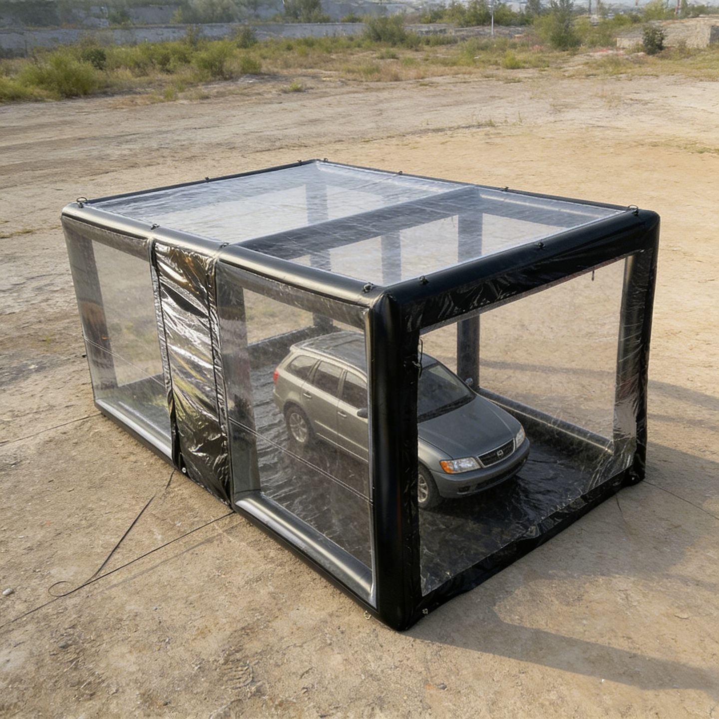 Carpa de estacionamiento inflable al aire libre tipo garaje móvil cubierta de automóviles de exhibición móvil tipo conveniente tienda de aire cerrada a prueba de polvo