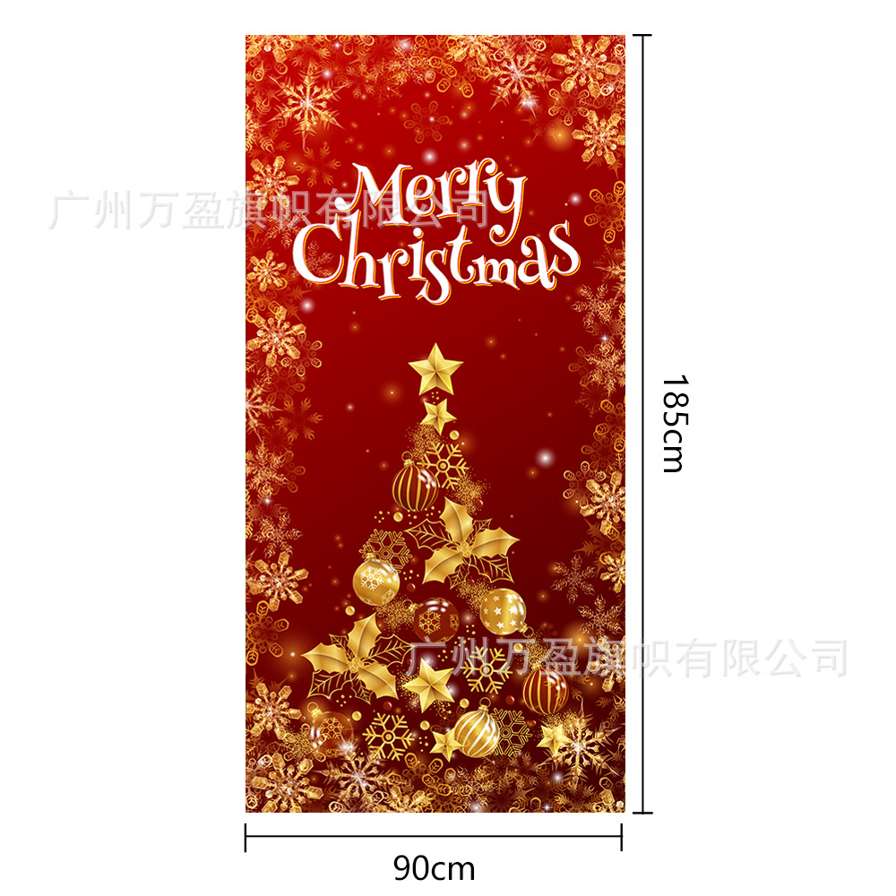 2025 nuevos productos de navidad cortina de bandera Santa Claus para ver la hoja de regalo decoración de tela colgante Bandera de bienvenida de Navidad