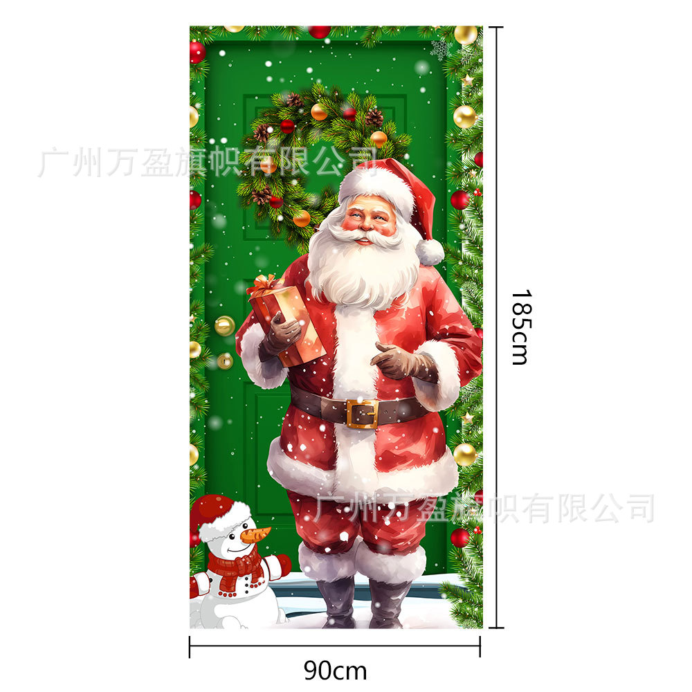 2025 nuevo producto Navidad cortina bandera fotografía al aire libre Papá Noel y perrito fondo decoración tela colgante