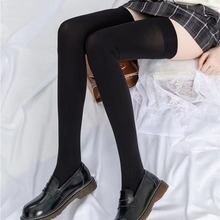 jk小腿袜中筒薄款丝袜压力显瘦过膝瘦腿春秋天鹅绒女黑色日系黑丝