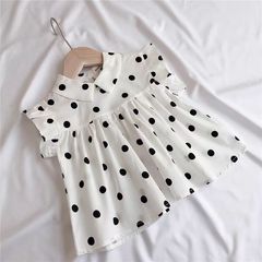 Girls' Summer Shirt: Stylish Baby & Kids' Trendy Brand-Designed Korean-Style Ruffle-Trimmed Polka-Dot Doll-Shirt Top, Perfect for Internet Sensation Looks