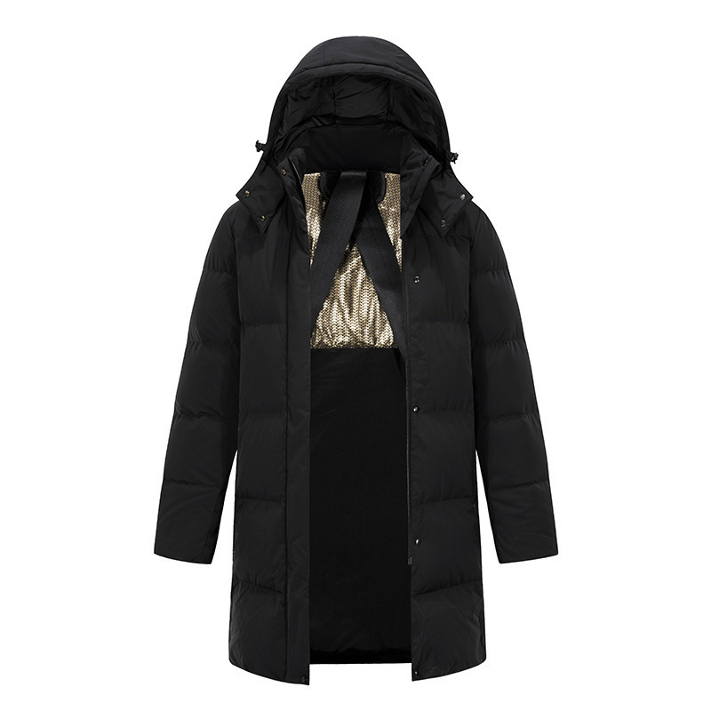 Men's down Jacket, Unisex, 90% White Duck Down, Solid Color, Thickened, Hooded Ski Jacket, Warm Coat, Extreme Cold Protection