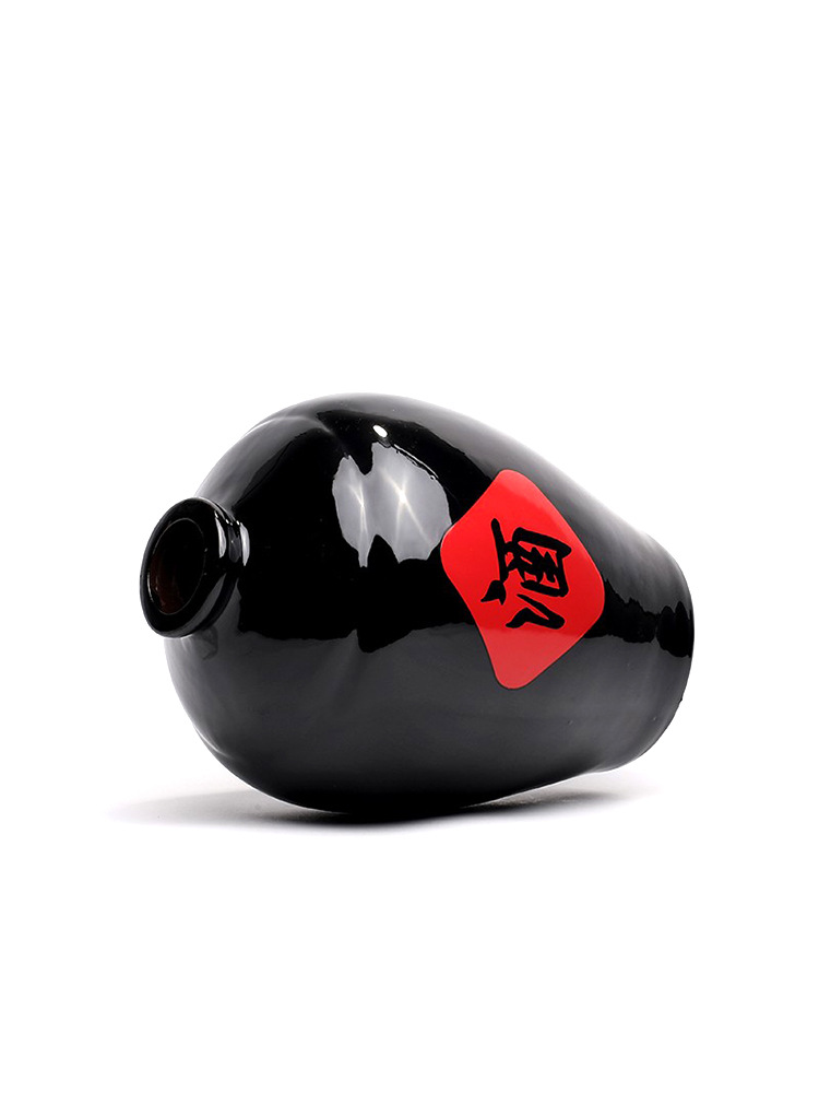 Earthenware ceramic black-glazed wine jars and bottles in 1 lb, 2 lb, 3 lb, 5 lb, and 10 lb sizes—ideal for home use, featuring airtight sealing.